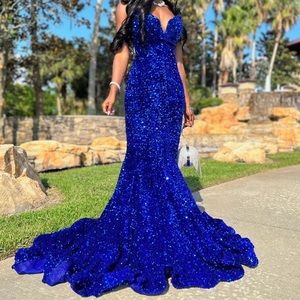 Sequins Blue Ball Room Dress
